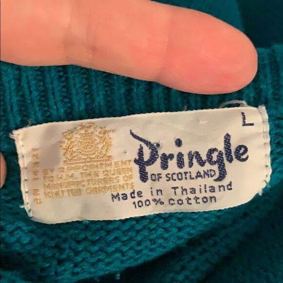 Vtg 80s Pringle of Scotland green argyle s… - Picture 6 of 7